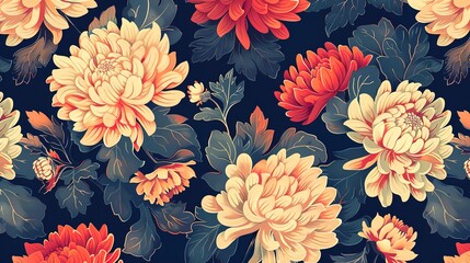 chrysanthemum seamless pattern wallpaper