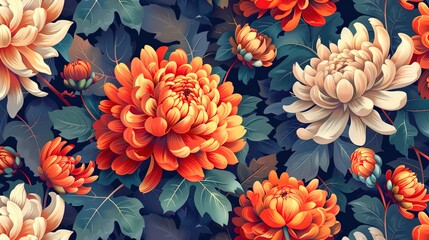 chrysanthemum seamless pattern wallpaper