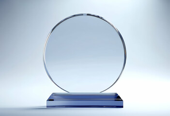 award template design prise olated crystal plaque first view rendering white 3d premium trophy place round blank acrylic glass plate prize glasses clear realistic celebration reward achievement cup