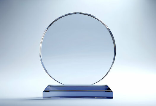 award template design prise olated crystal plaque first view rendering white 3d premium trophy place round blank acrylic glass plate prize glasses clear realistic celebration reward achievement cup
