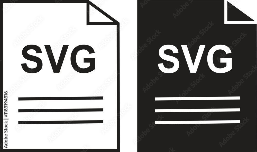 Wall mural svg file icon set. svg file type symbol. file svg format icon in black filled and outlined style iso