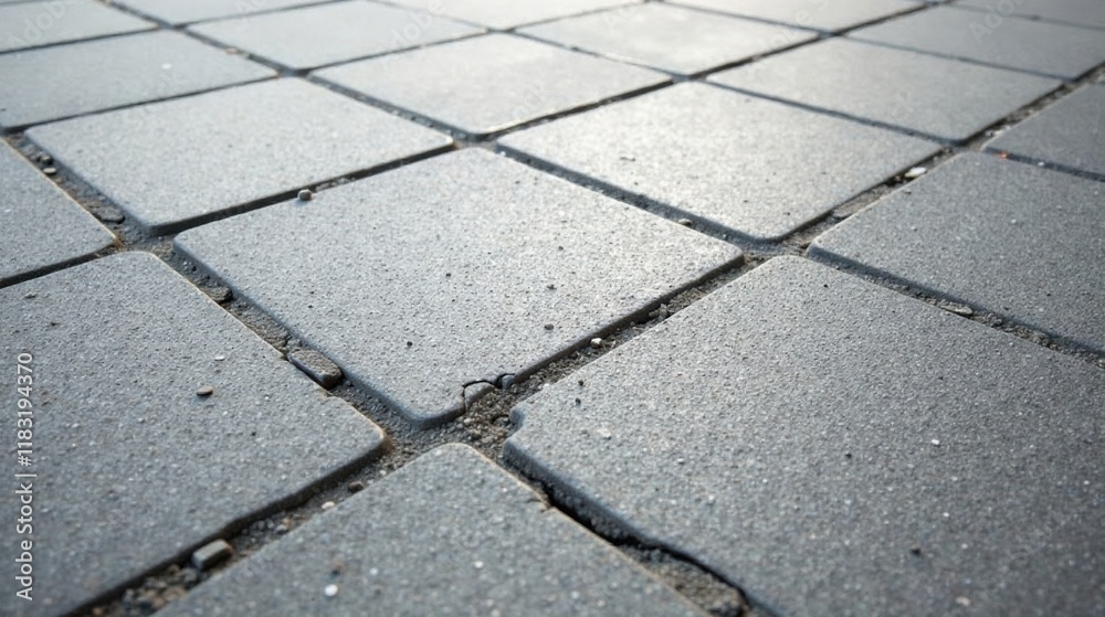 Poster Close-up view of a gray pavement, showing textured square tiles and subtle detail