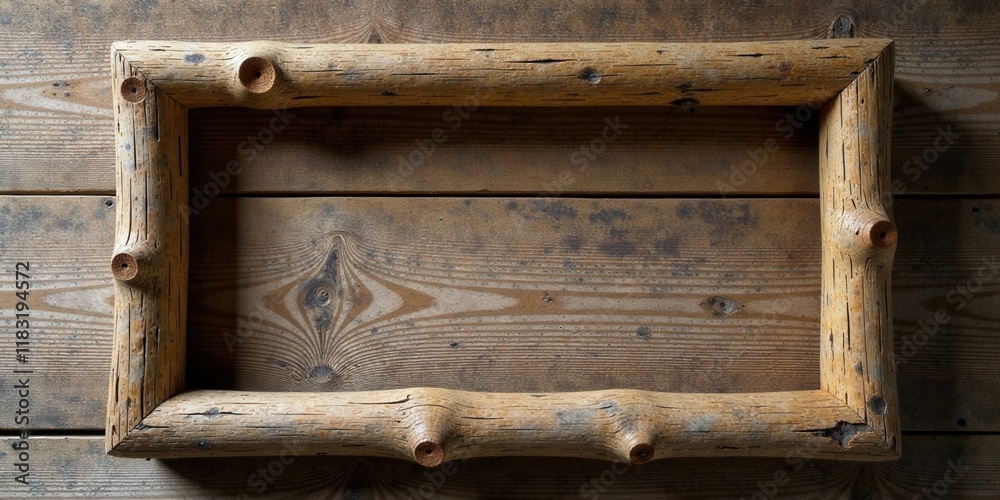 Aufkleber rustic wooden frame on weathered plank background perfect for rustic design projects