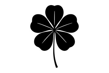 Four leaf clover icon. Black icon isolated on white background. Clover silhouette. Simple icon.