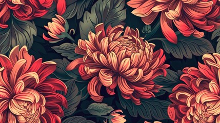 Chrysanthemum seamless pattern wallpaper