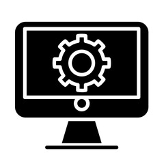 Computer setup icon in glyph style