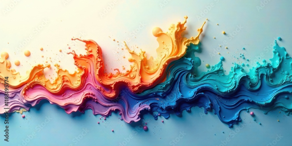 Poster abstract colorful fluid swirls and splashes a vibrant composition of dynamic paint