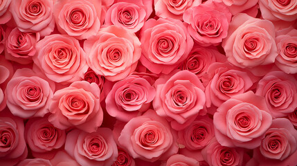 Fototapeta premium pink roses flat lay wallpaper