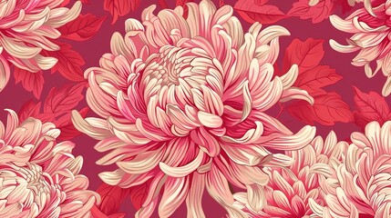 Obraz premium Chrysanthemum seamless pattern wallpaper