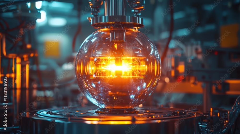 Poster illuminating fusion reactor development high-tech los angeles conceptual art futuristic environment 