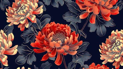 Chrysanthemum seamless pattern wallpaper