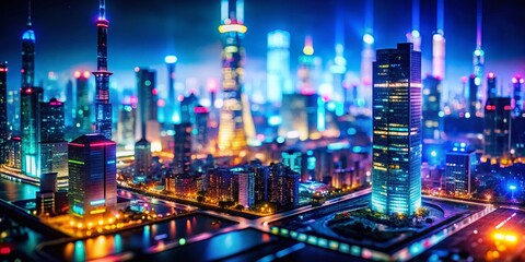 Fototapeta premium Miniature Cityscape: Cybersecurity Operations Center in China - Network Security & Data Protection