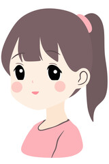 cartoon character illustration of a cute little girl wearing pink
