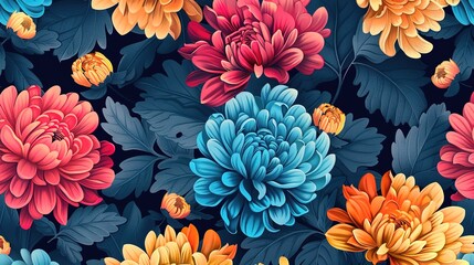 Chrysanthemum seamless pattern wallpaper