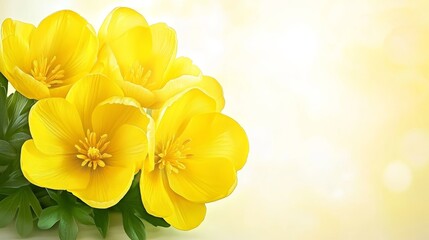 Fototapeta premium Vibrant Yellow Flowers Spring Bouquet Soft Background