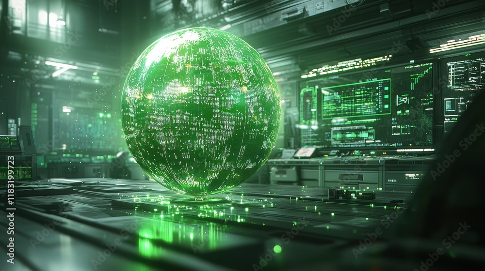 Leinwandbilder Visualizing global data holographic globe in real-time tech lab 3d display futuristic environment interactive viewpoint