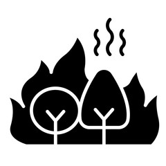 Forest Fire icon in glyph style
