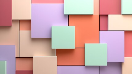 Abstract Pastel Colored Geometric Blocks Design