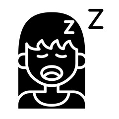 Woman sleep icon in glyph style