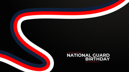 United States National Guard birthday inscription on black textured background. American holiday poster. Banner, flyer, sticker, greeting card, cover, brochure, postcard. vector illustration