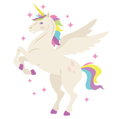 Beautiful unicorn vector cartoon illustration