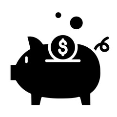 Piggy bank icon in glyph style