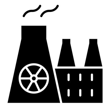 Nuclear plant icon in glyph style