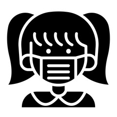 woman face with mask icon in glyph style
