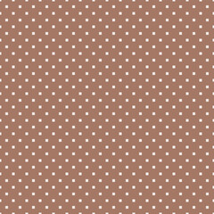 Seamless mocha brown and white pixel polka dots pattern vector