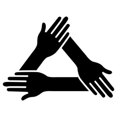 Fototapeta premium three Hands holding icon in glyph style