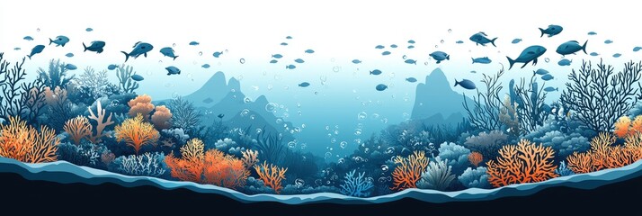 Vibrant Underwater Scene With Coral Reef And Fish