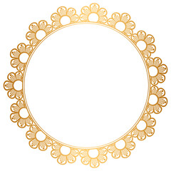 Luxury Golden Or Gold Circle Frame Border Design With flower Transparent Background	
