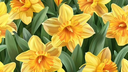 Obraz premium daffodil seamless pattern wallpaper