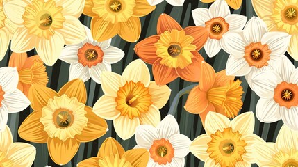 daffodil seamless pattern wallpaper