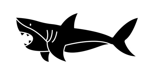 Shark icon in glyph style