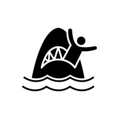 Shark attack people icon in glyph style