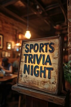 Sign that reads &ldquo;SPORTS TRIVIA NIGHT&rdquo; - BAR - PUB - QUIZ - CONTEST - THEME NIGHT