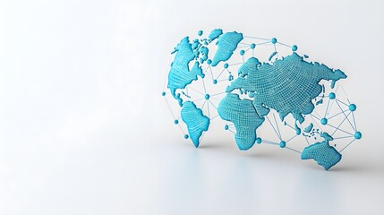 3D Rendered World Map with Network Connections in Blue Color, Generative AI.