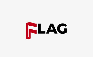 Logo typography letter F and Flag. Monogram minimalist and modern design. 