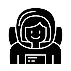 Woman astronaut icon in glyph style