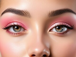 Obraz premium Primer plano de un rostro femenino de piel perfecta y luminosa en concepto de fotografía cosmética