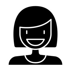woman smile icon in glyph style