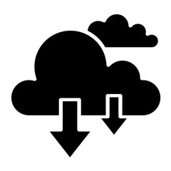 cloud computing icon in glyph style