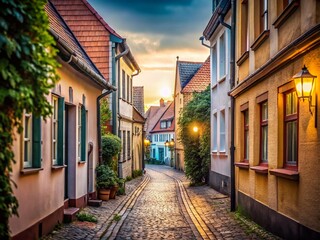 Fototapeta premium Minimalist Alleyway in Plau am See, Historic German Town