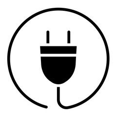 Two-pin plug icon in glyph style