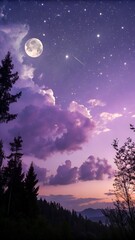 Fototapeta premium Anime purple sky art mobile phone wallpaper