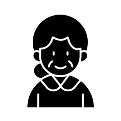 Elderly woman icon in glyph style
