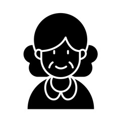 Elderly woman icon in glyph style