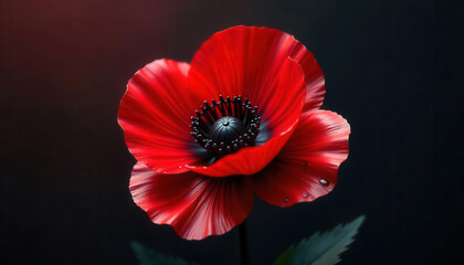 Captivating red poppy flower nature photography dark background close-up view beauty concept