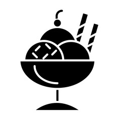 Ice cream icon in glyph style